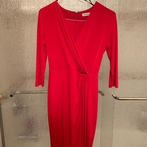 Red V-Neck Dress